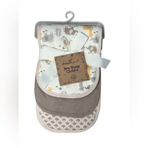 NWT Dreamgro 3 pk. Thick Cotton Burp Cloths, Safari Themed